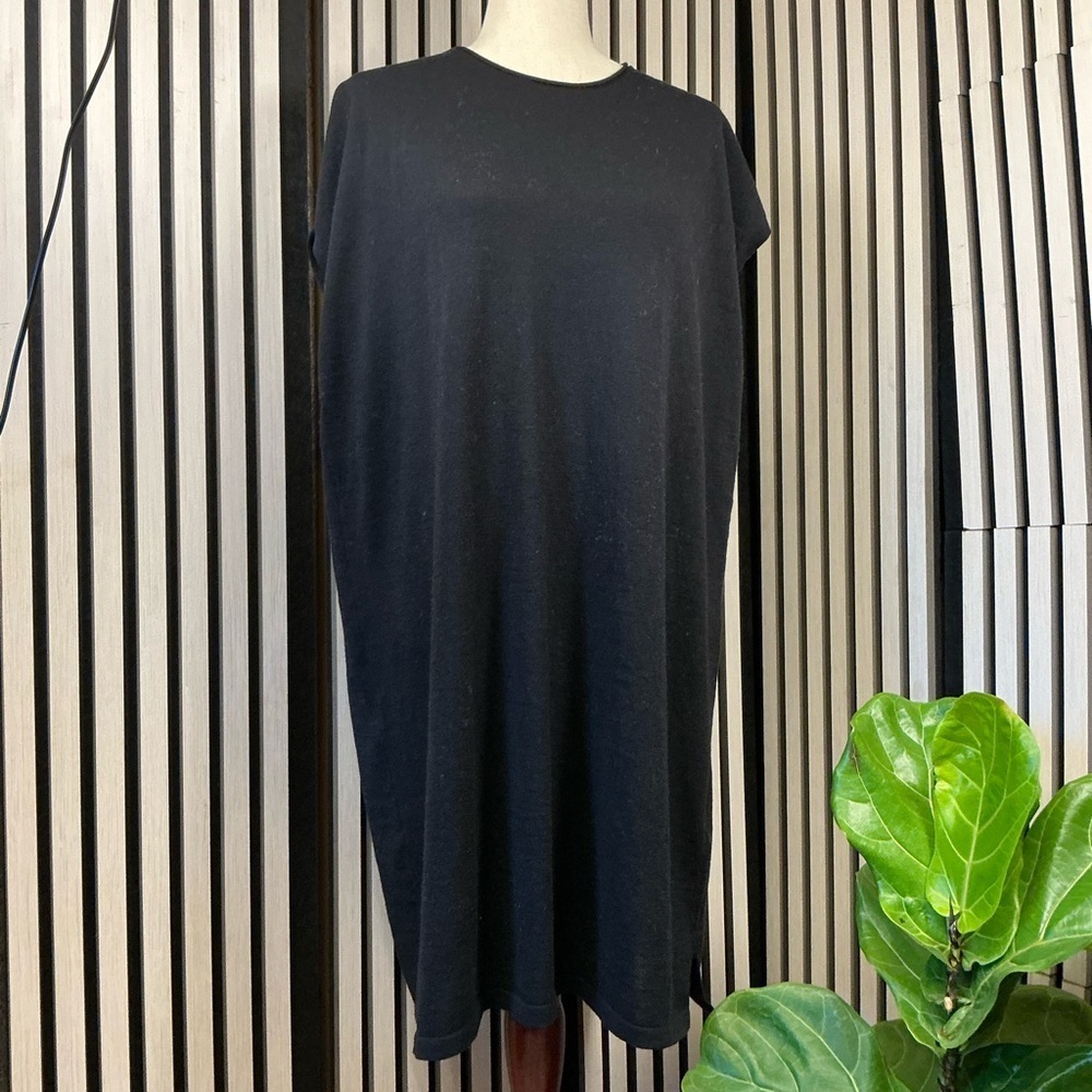New Eileen Fisher Classic Black Knit Wool Top